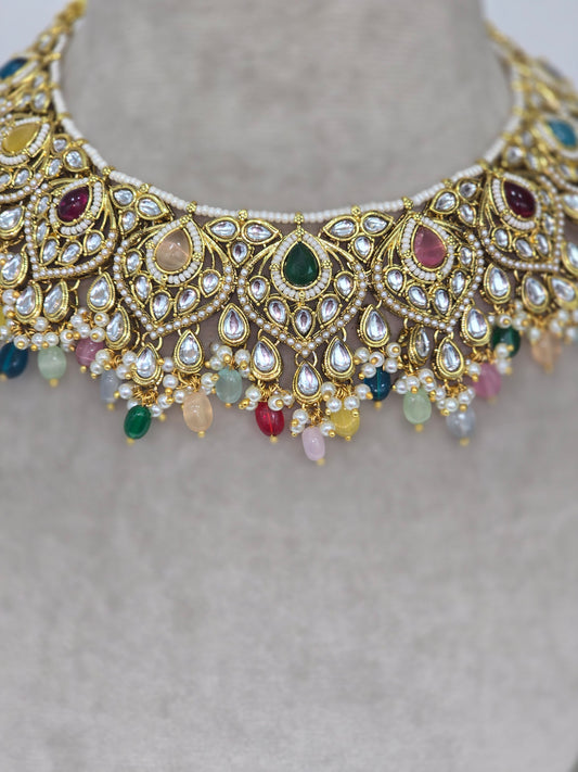 Asian party wear jewellery sets with earrings and tikka