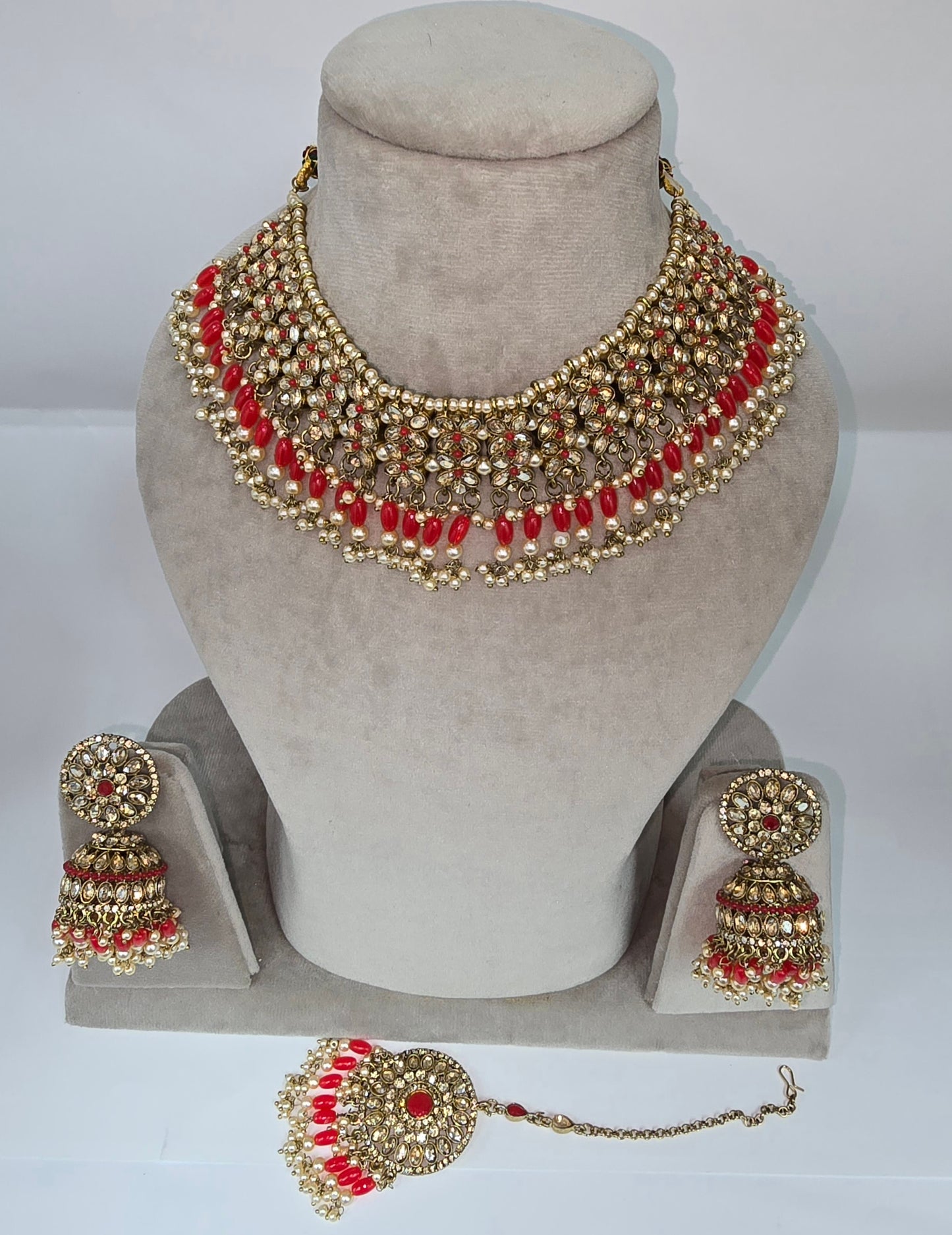 Party wear sets with fancy jhumkas n tikka in 2 colours