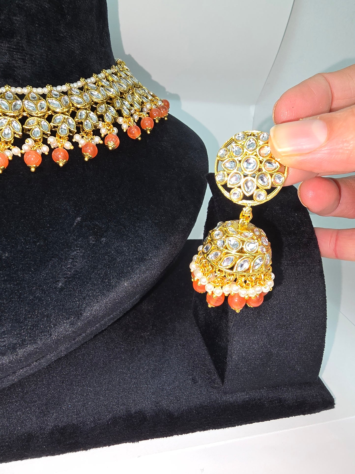 Kundan sets with jhumkas and tikka
