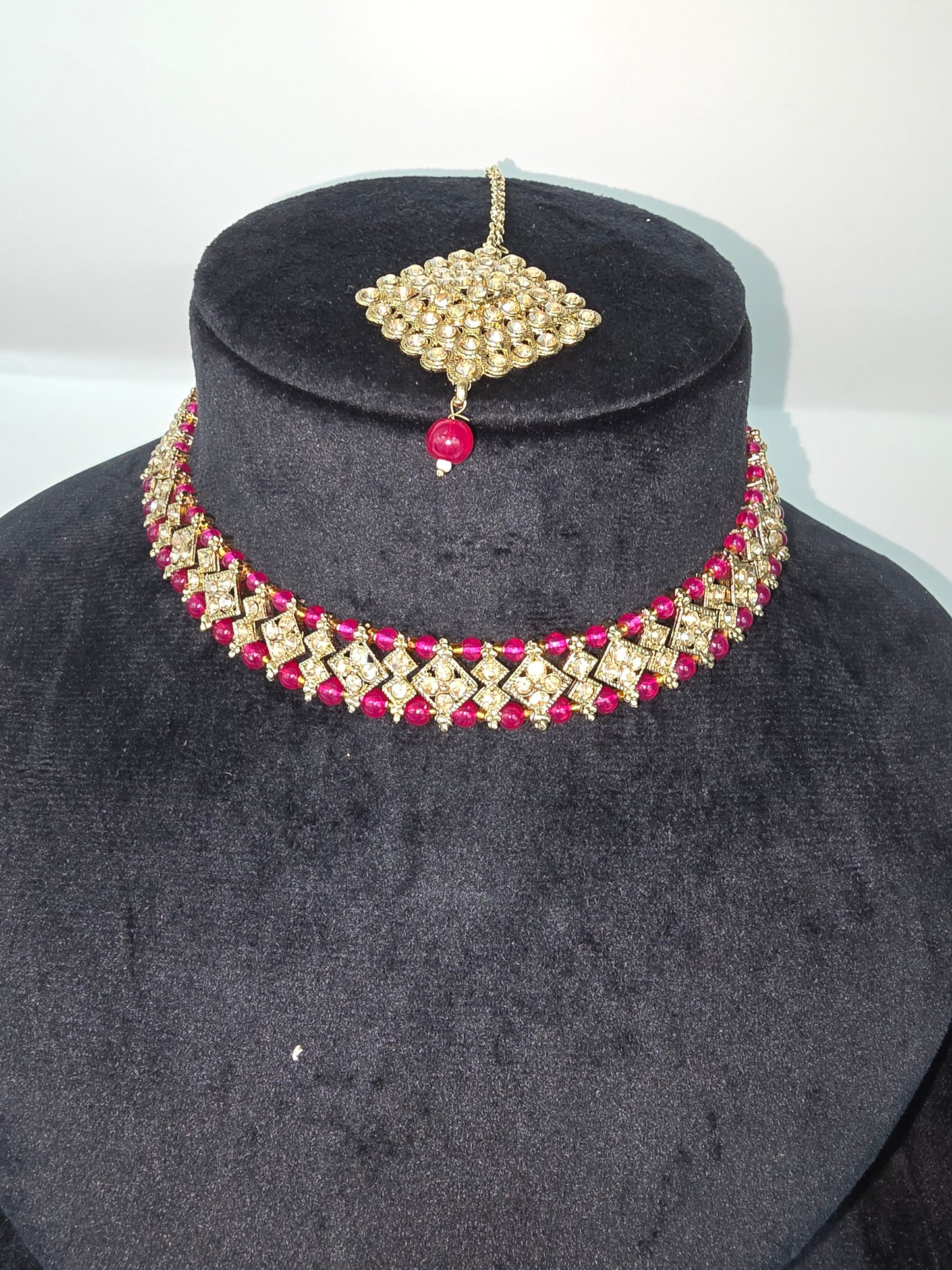 Light Choker set with Jhumkas and Tikka