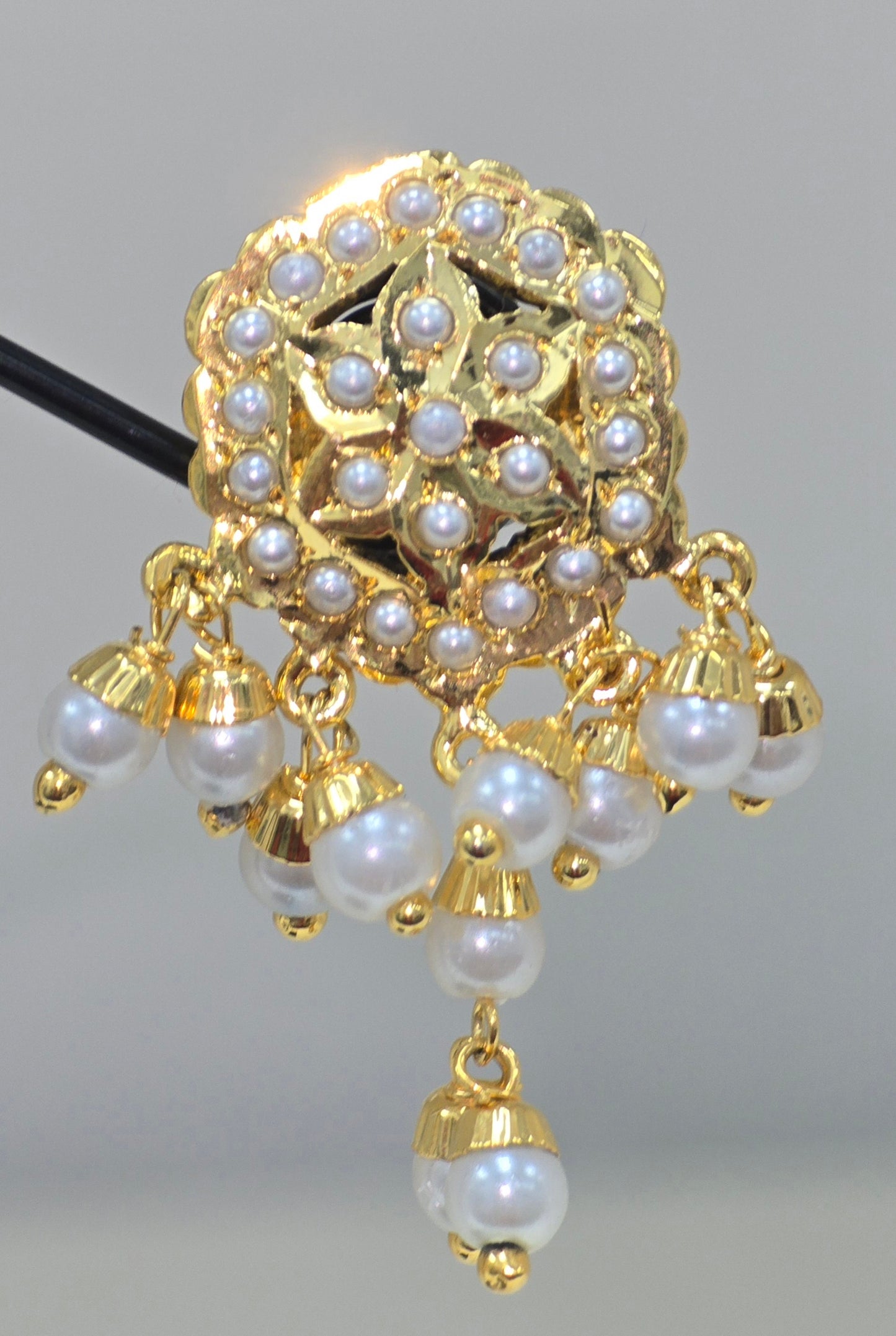 Gold plated white pearl earrings