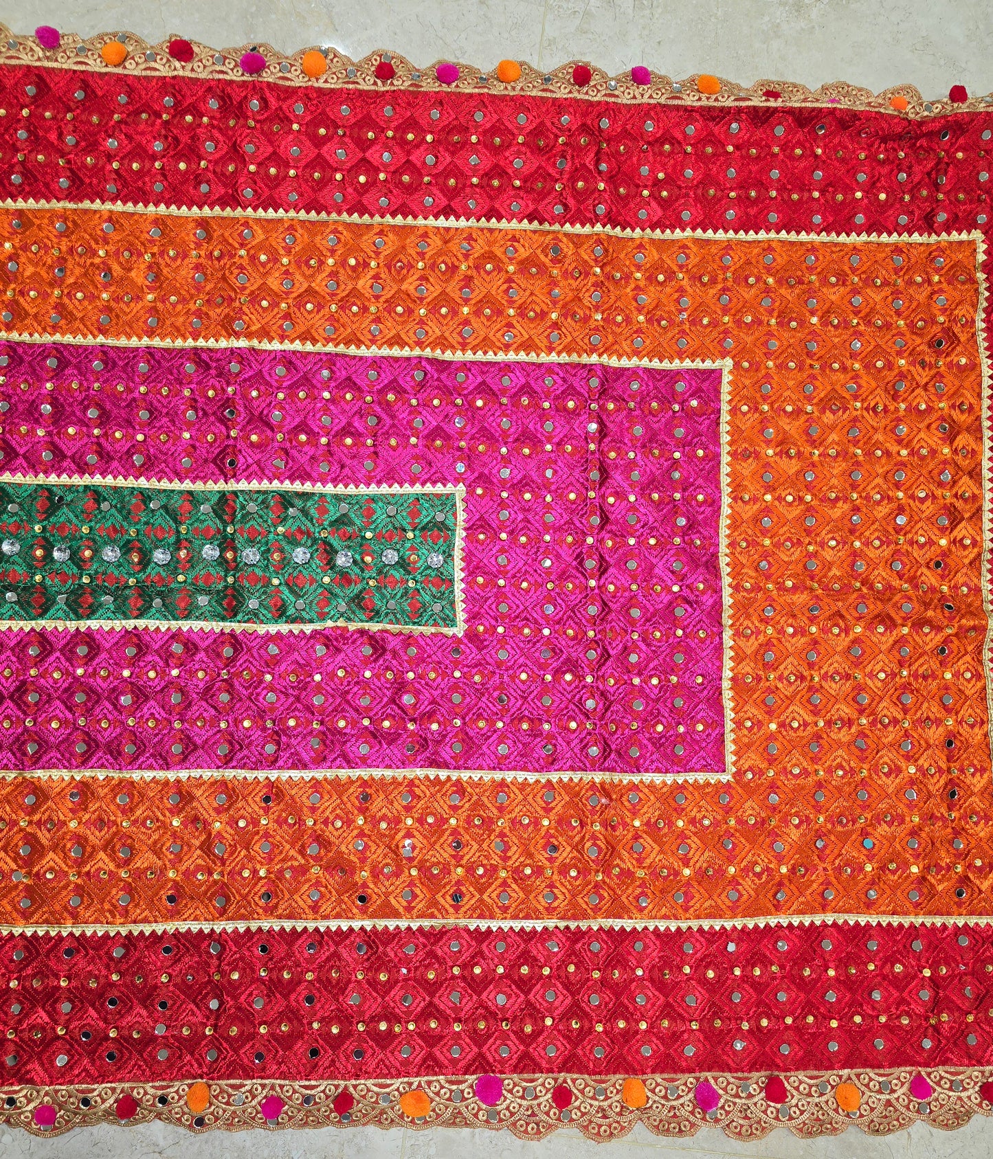 Fancy phulkari with mirror work