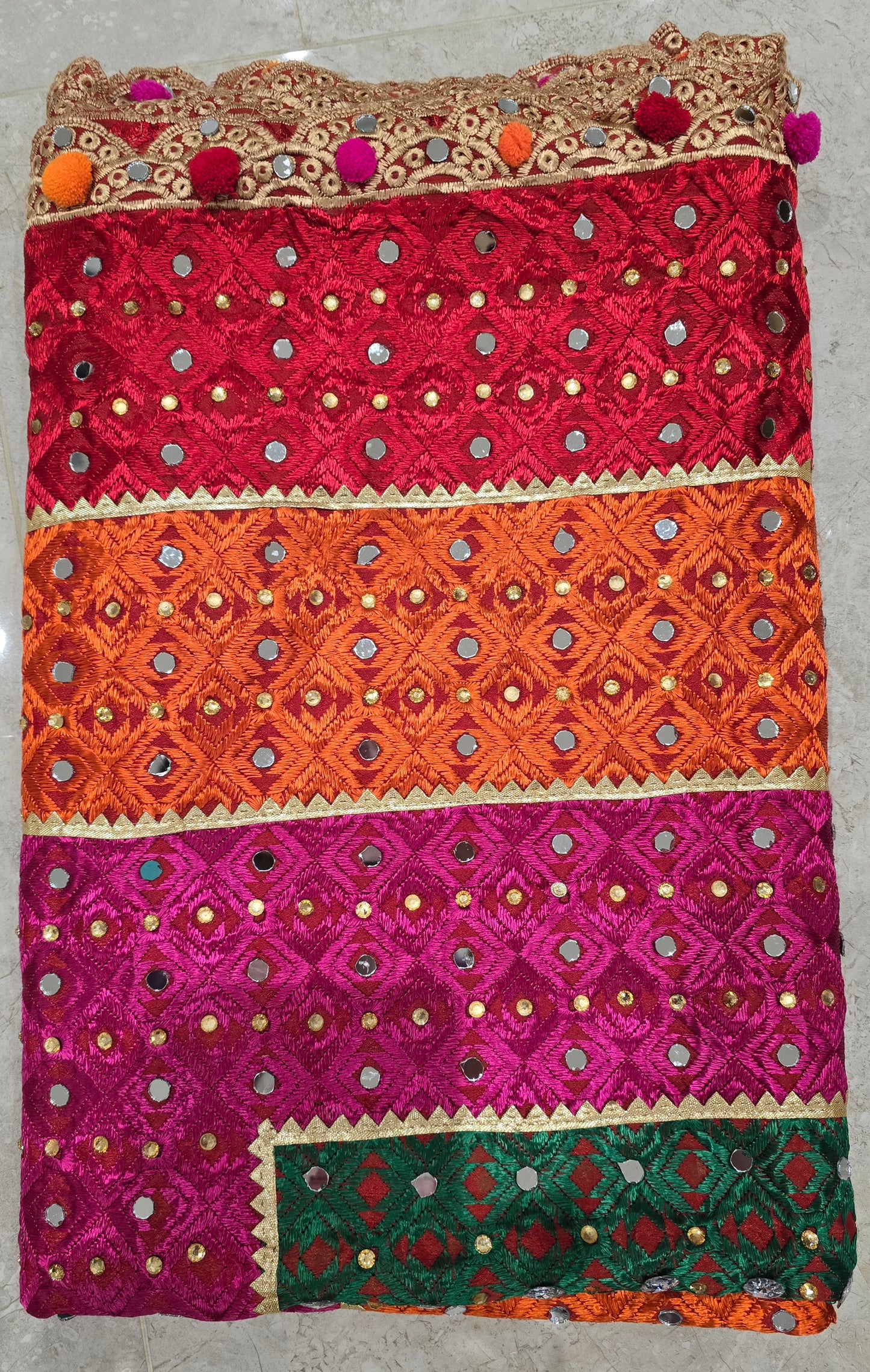 Fancy phulkari with mirror work