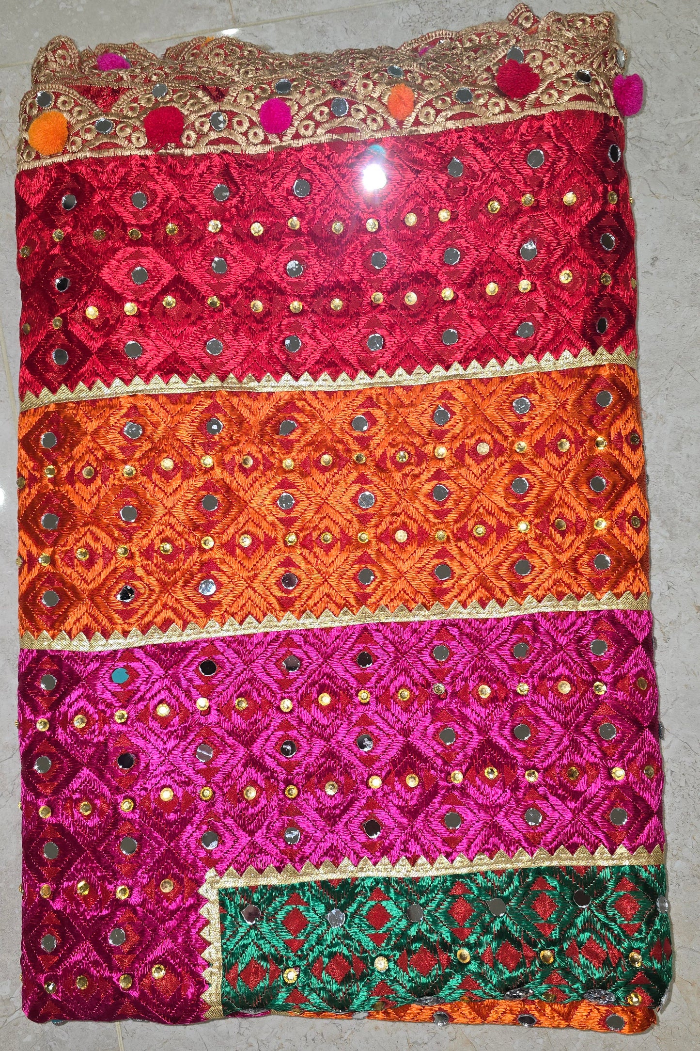 Fancy phulkari with mirror work
