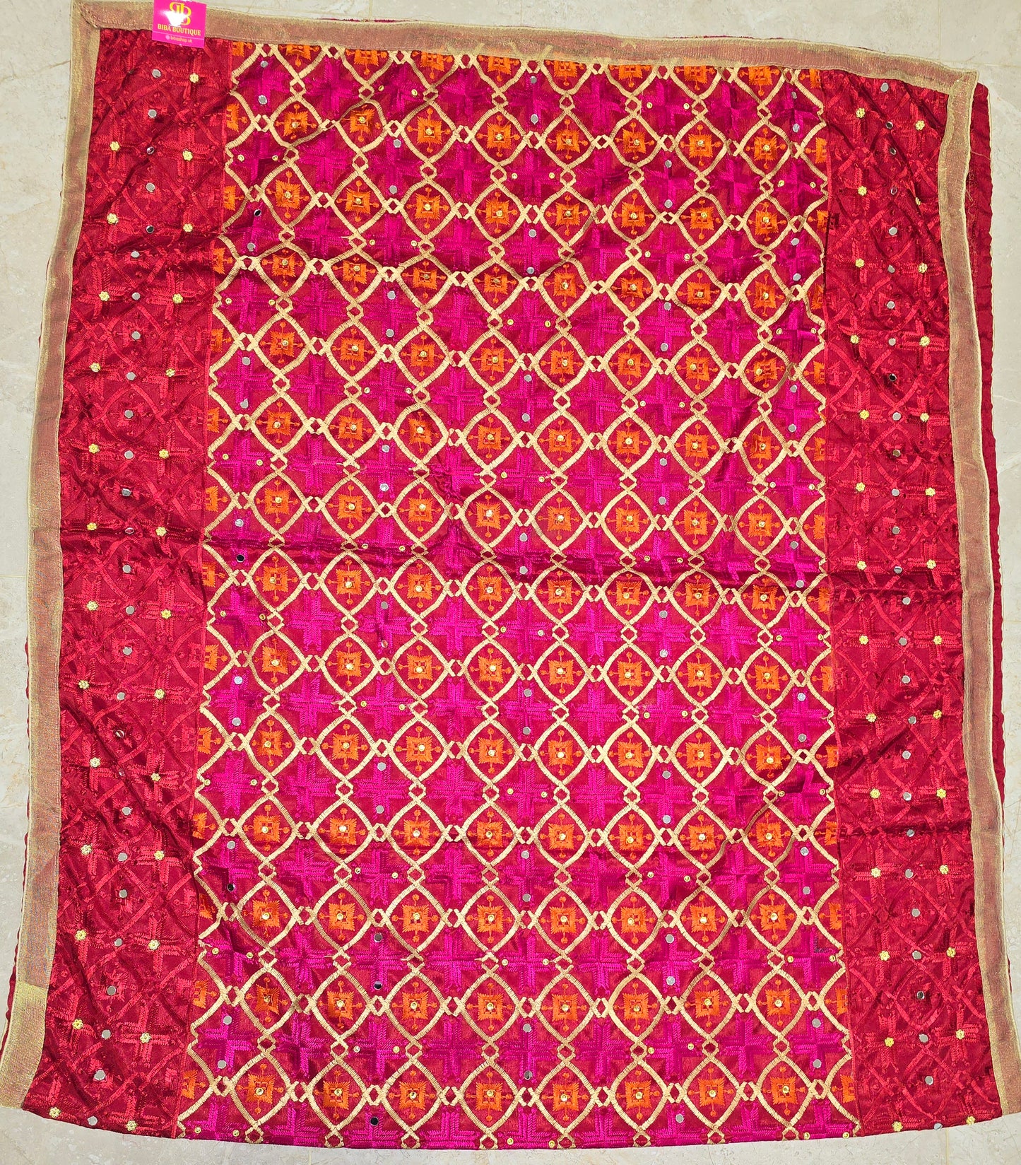 Phulkari with mirror work