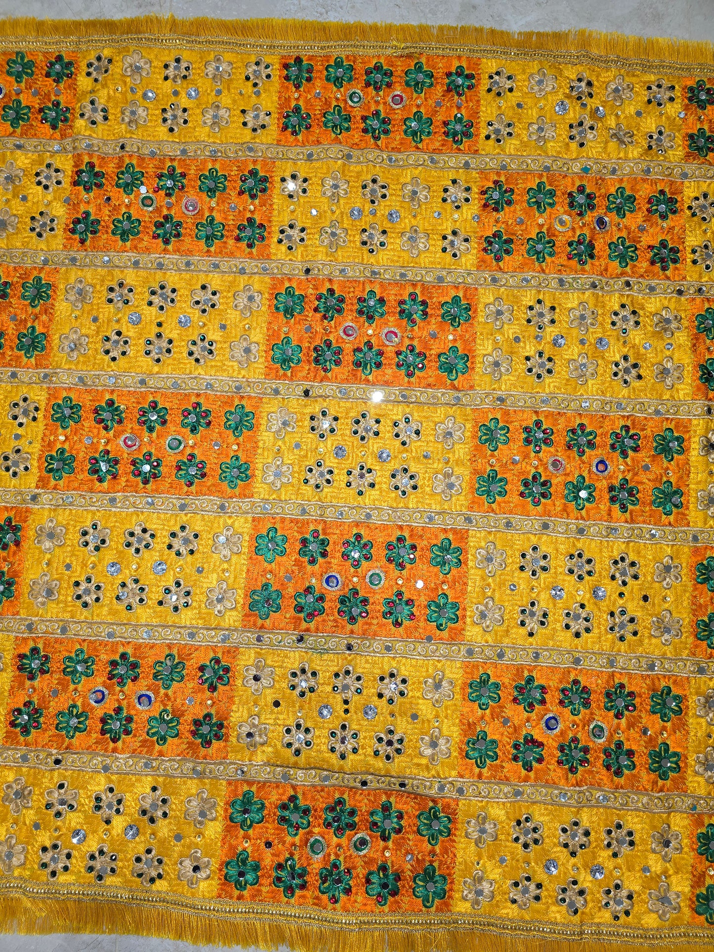 Fancy phulkari in yellow colour