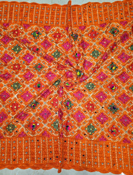 Fancy phulkari in orange colour