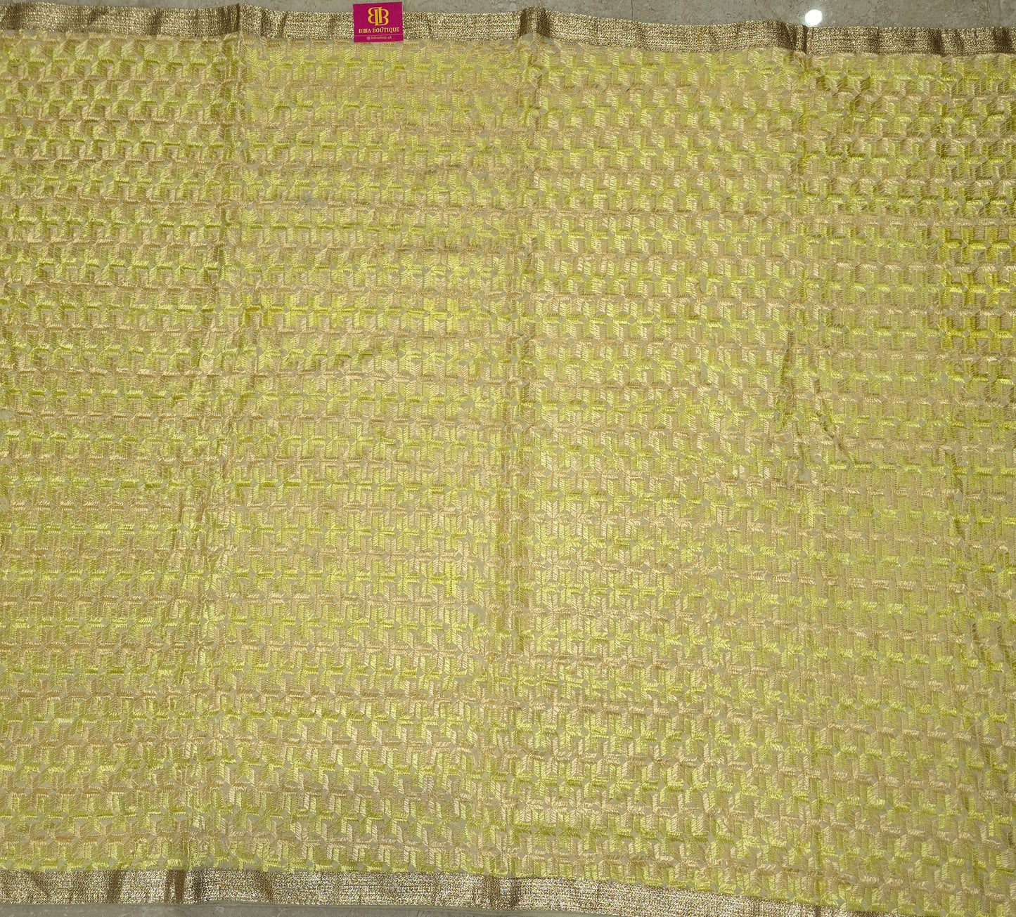 Phulkari in lemon colour