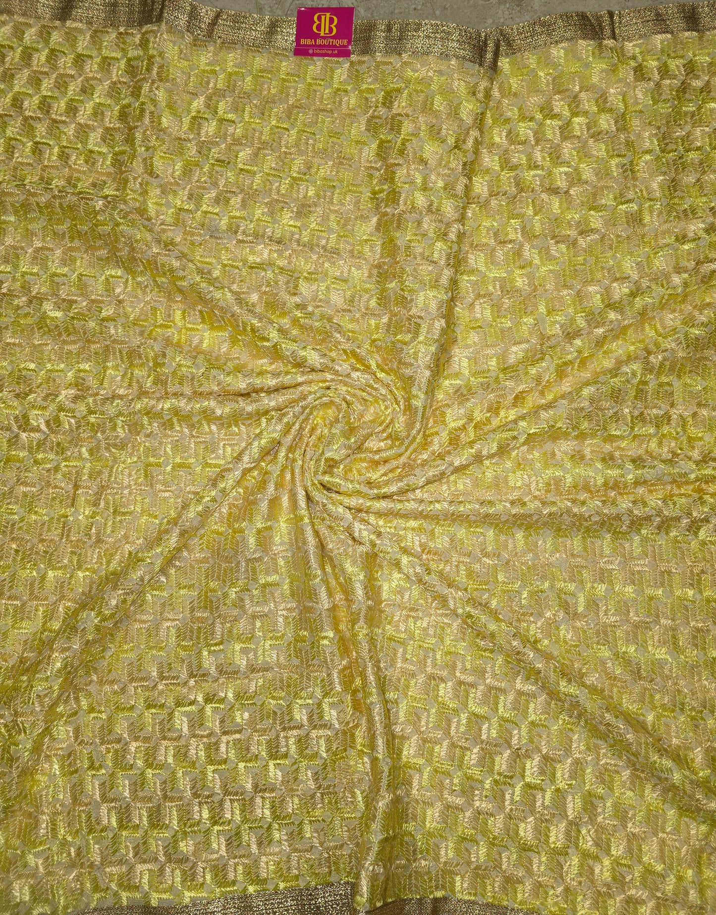 Phulkari in lemon colour