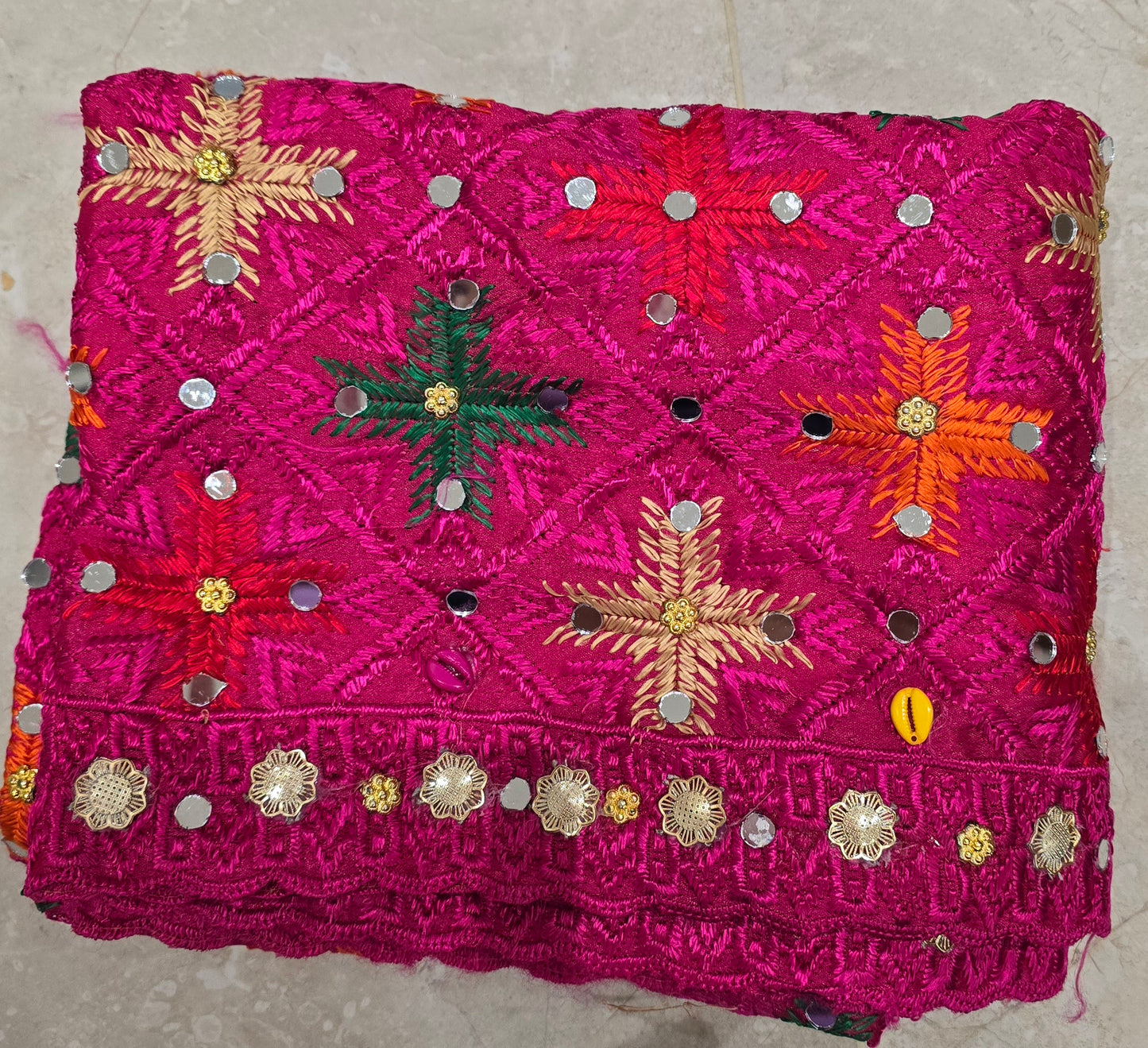Phulkari in magenta colour