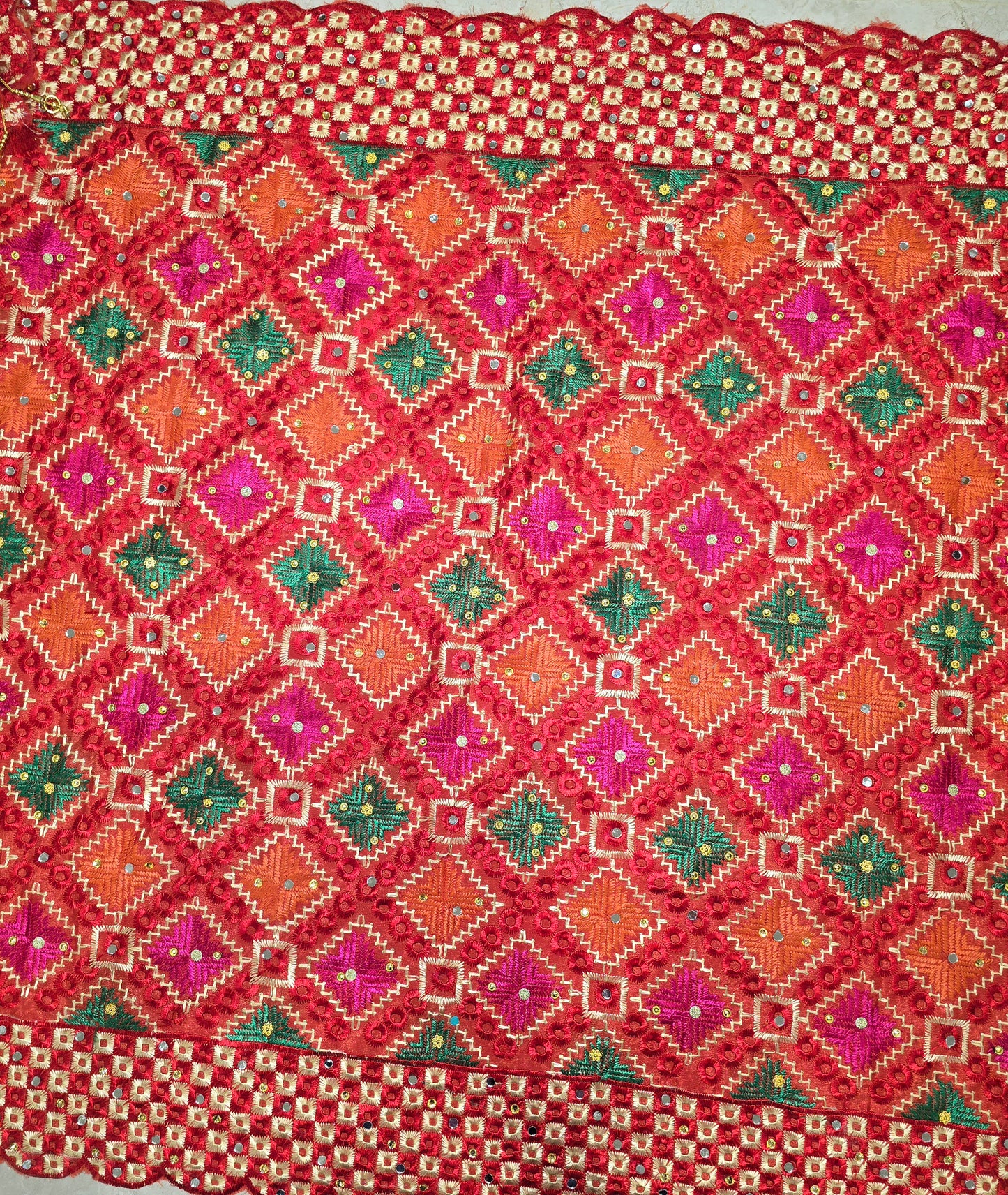 Phulkari in red colour