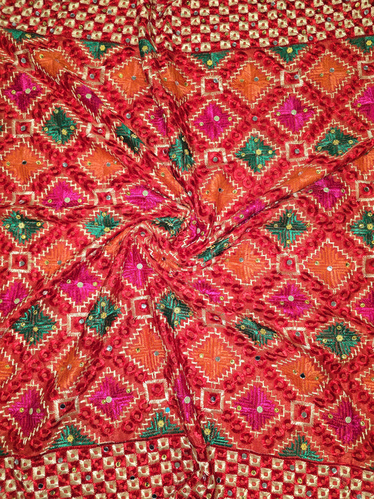 Phulkari in red colour