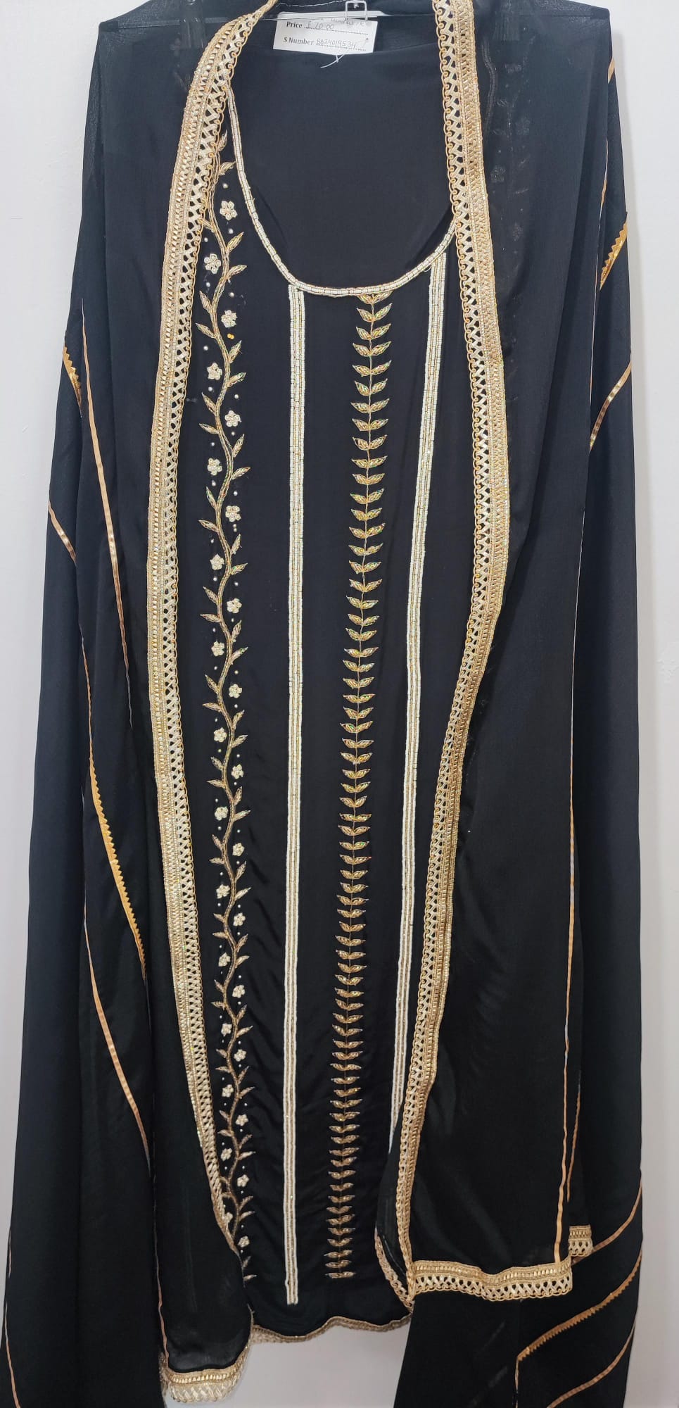 Unstitched Dress material in pure crepe in black colour