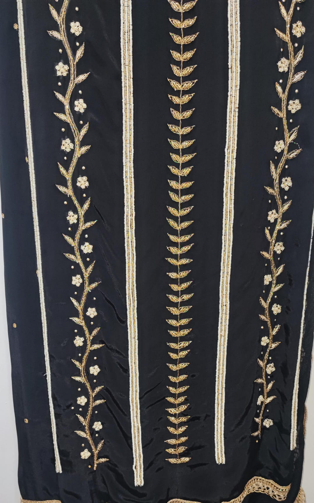 Unstitched Dress material in pure crepe in black colour