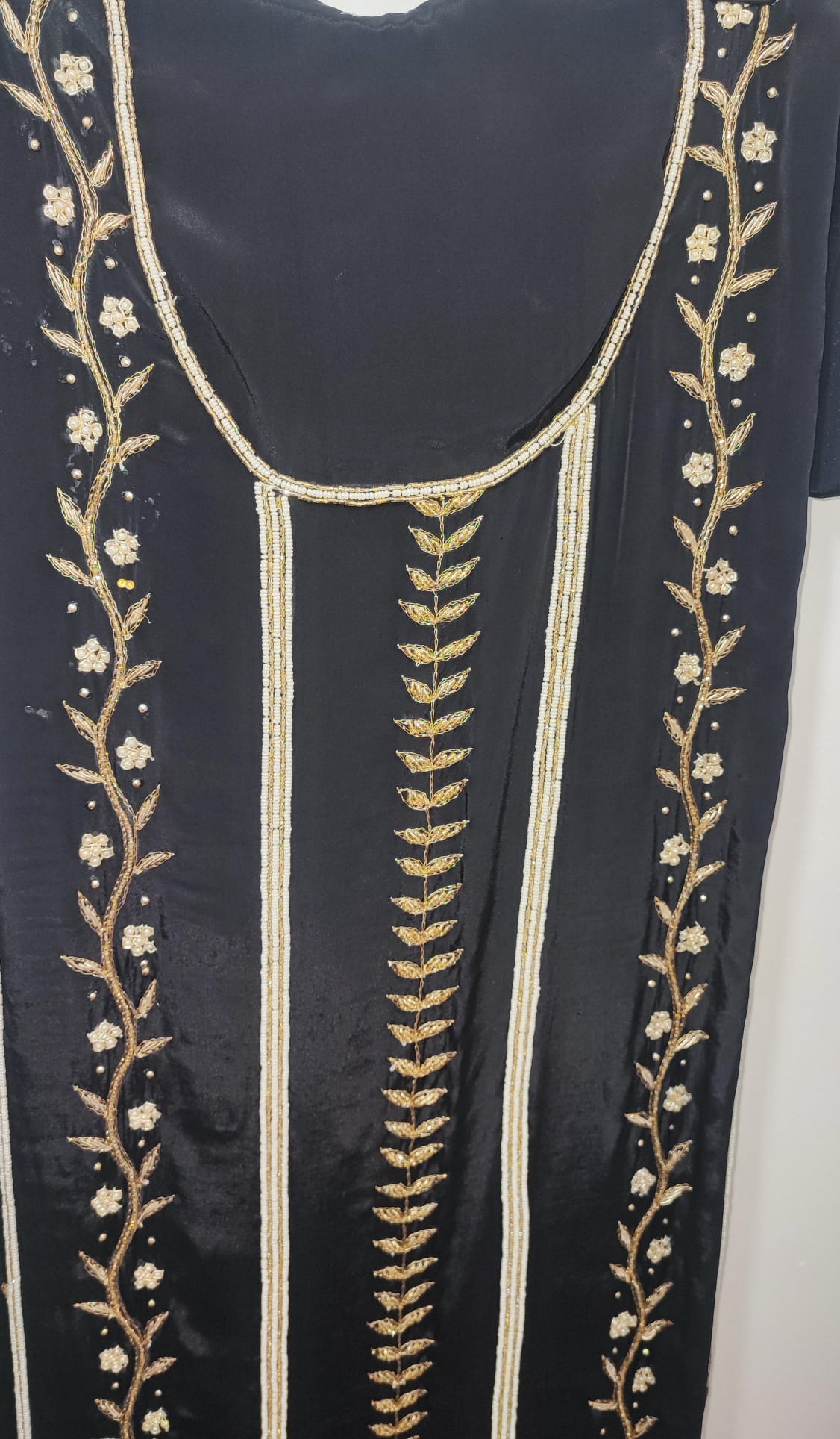 Unstitched Dress material in pure crepe in black colour