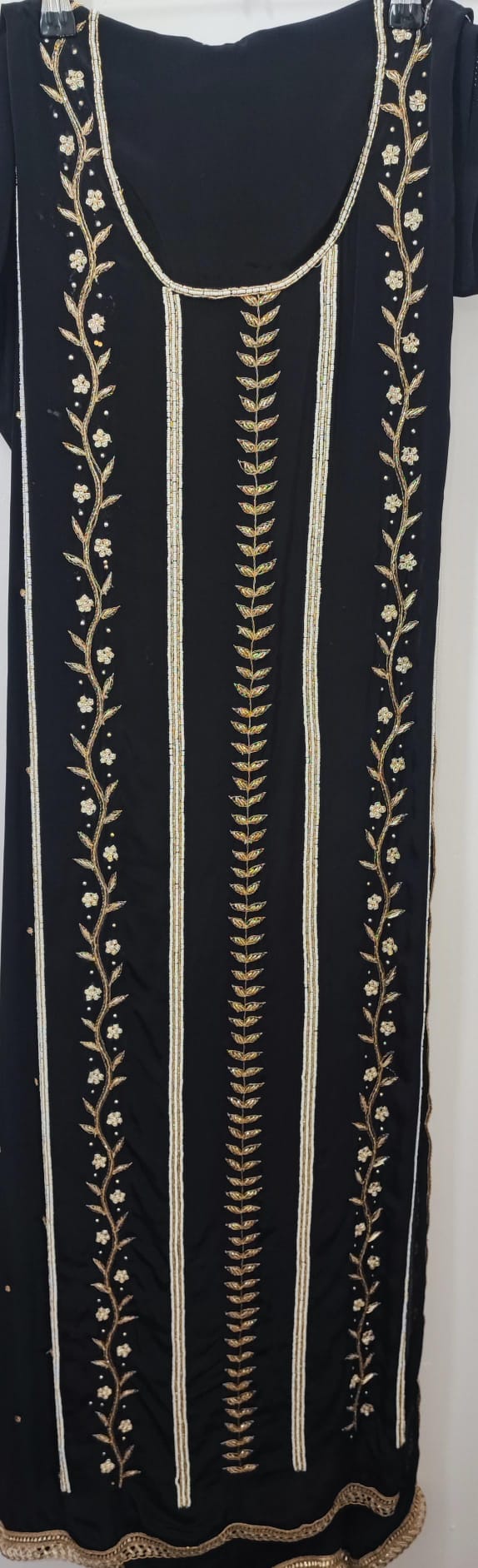 Unstitched Dress material in pure crepe in black colour