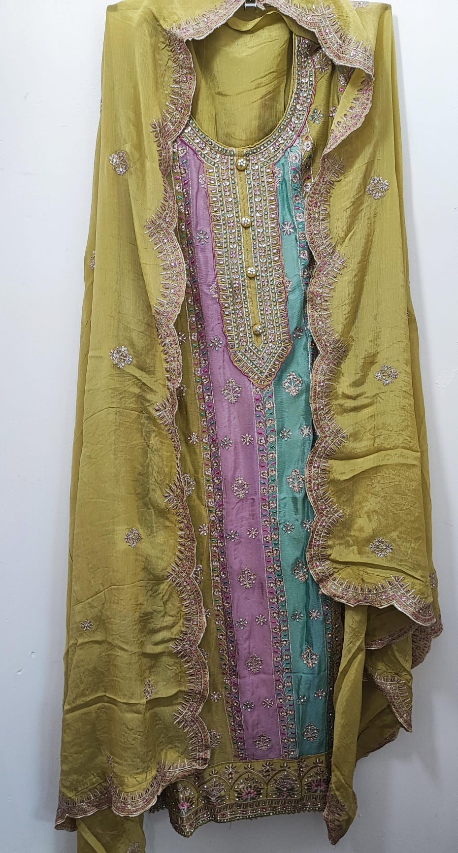 Unstitched Pure Chiffon 3 piece suit with embroidery in 3 colours