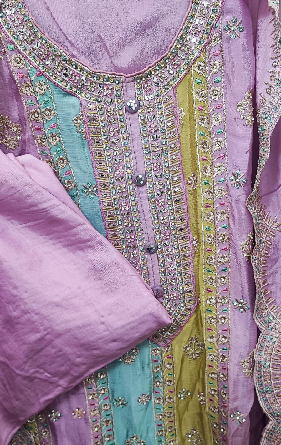 Unstitched Pure Chiffon 3 piece suit with embroidery in 3 colours