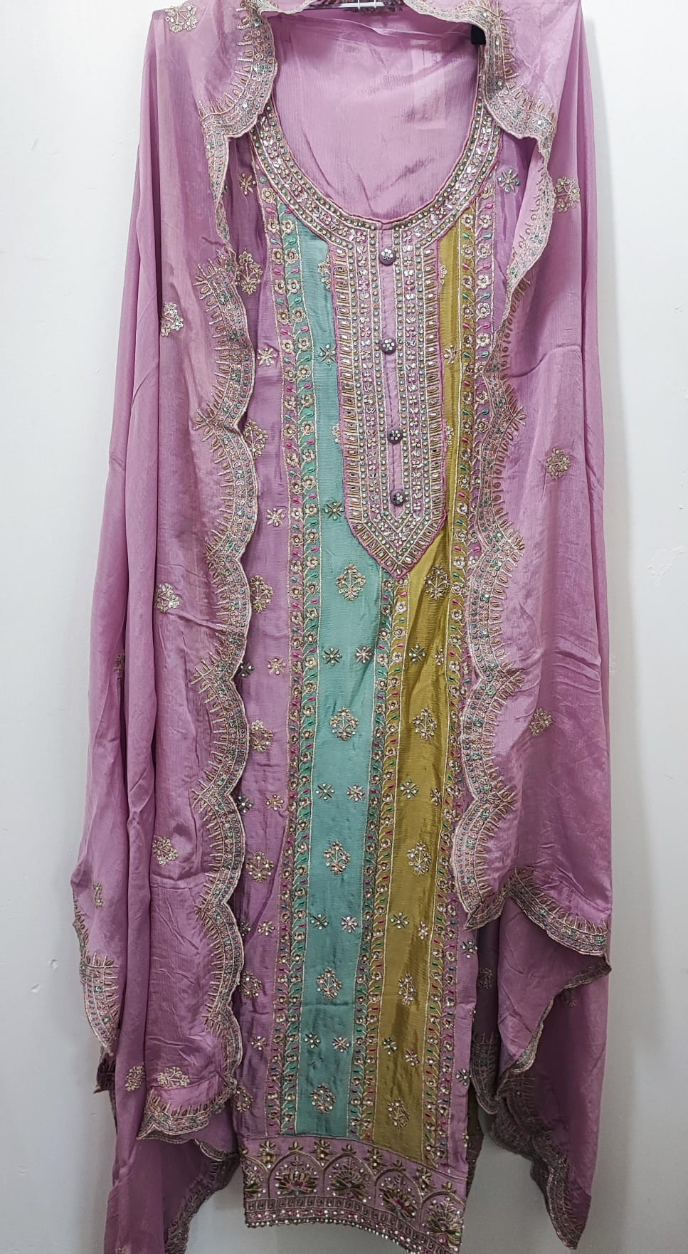 Unstitched Pure Chiffon 3 piece suit with embroidery in 3 colours
