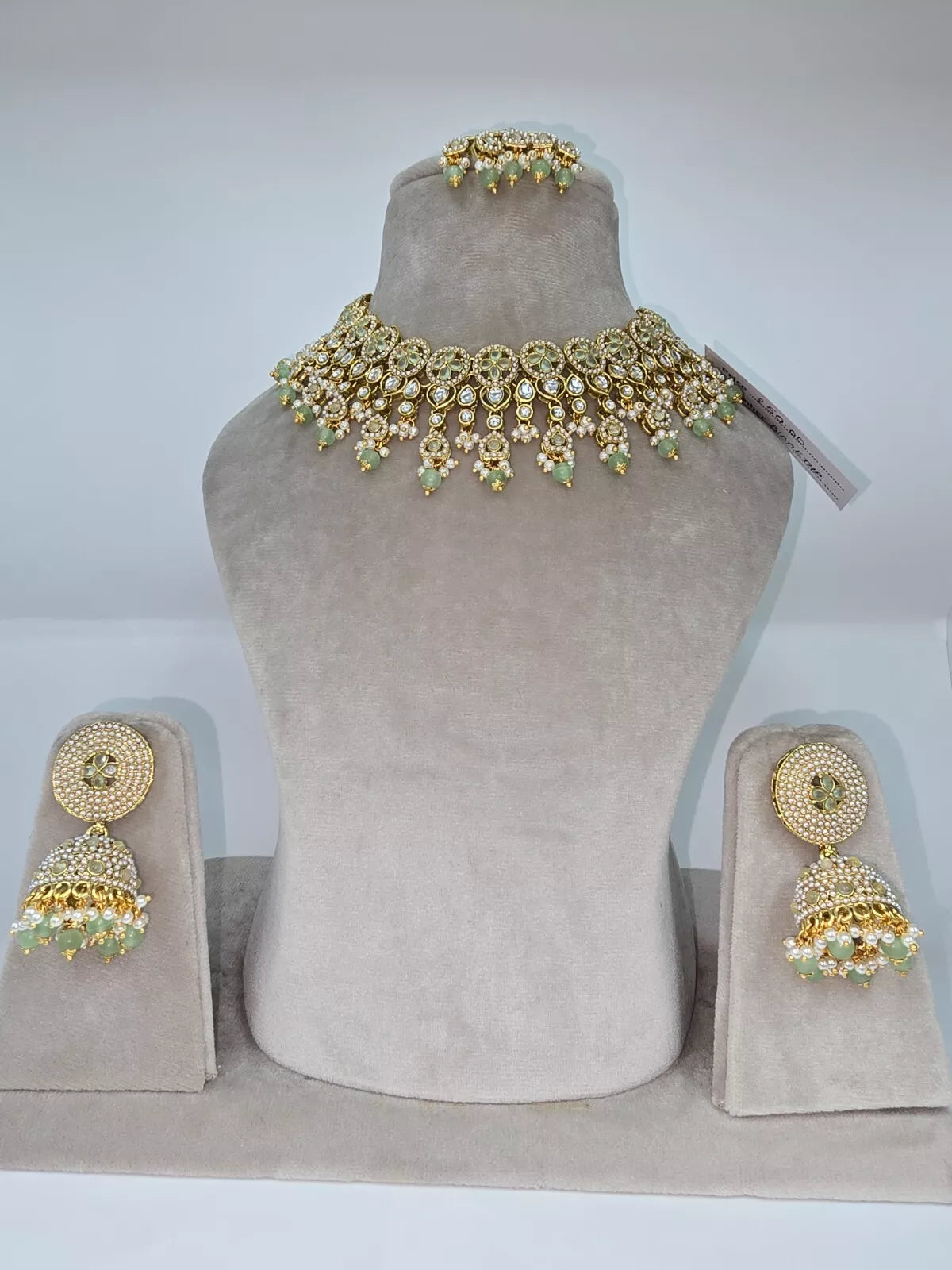 Party wear set with Jhumkas and Tikka