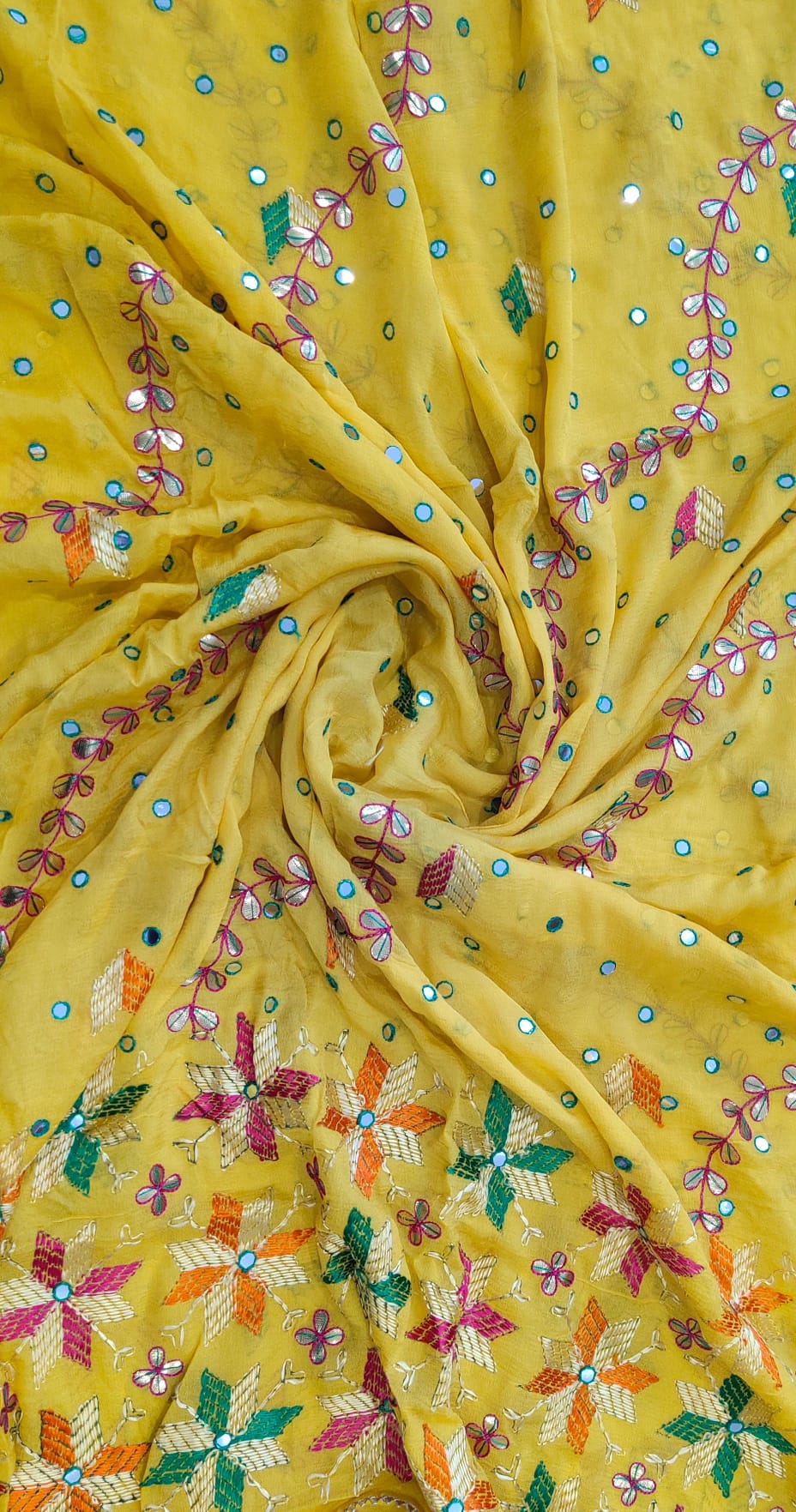 Fancy Phulkari in yellow
