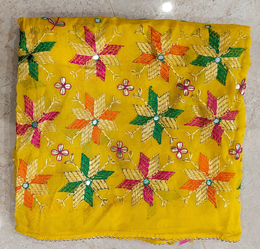 Fancy Phulkari in yellow
