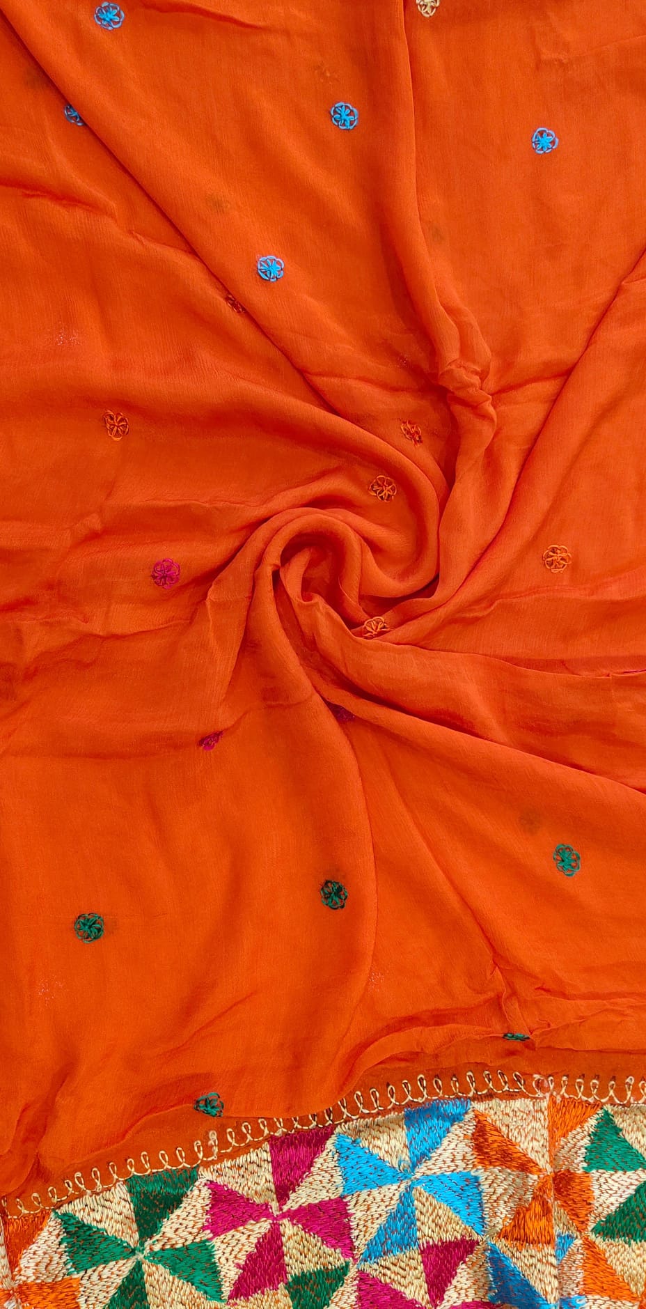 Phulkari in orange colour