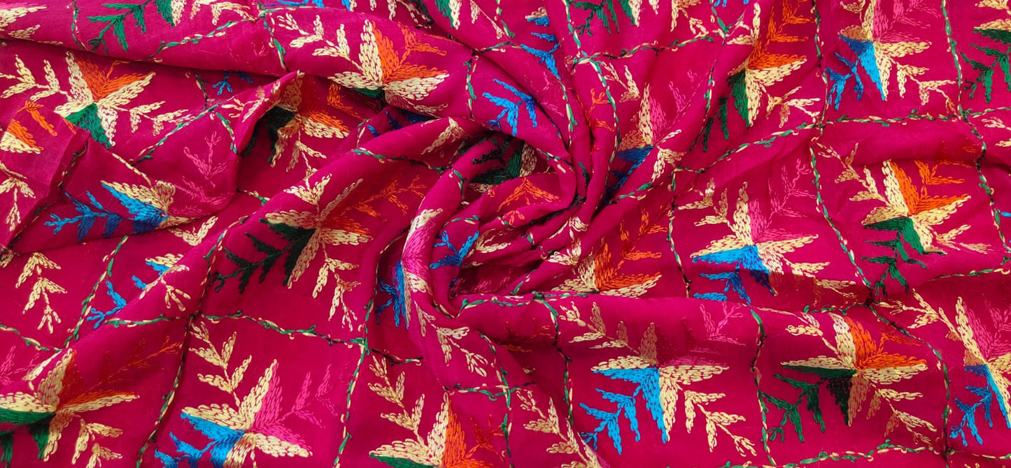 Phulkari Duppatta in magenta colour
