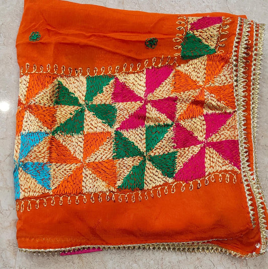 Phulkari in orange colour