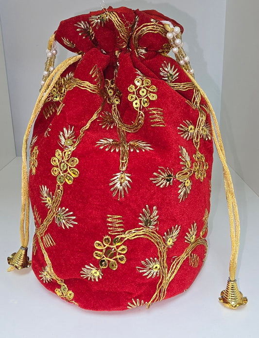 Velvet red potli