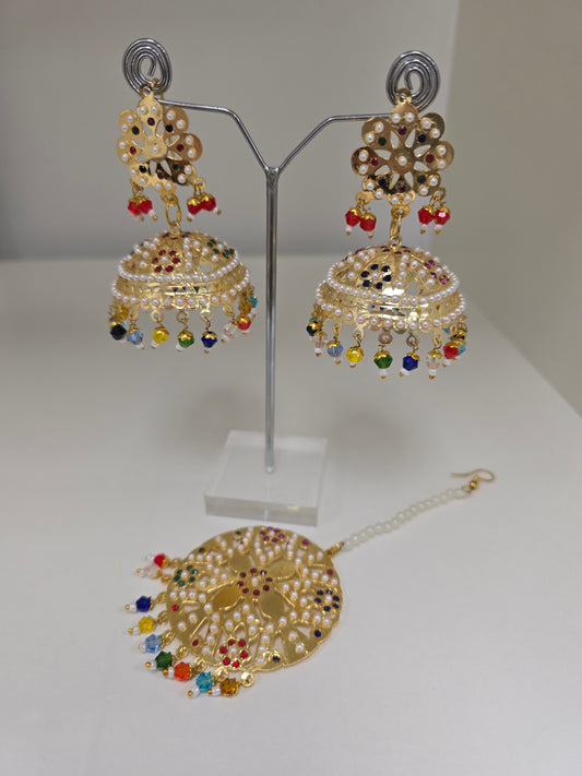 Tikka and jhumka set