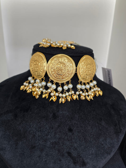 Traditional jhumka tikka necklace set